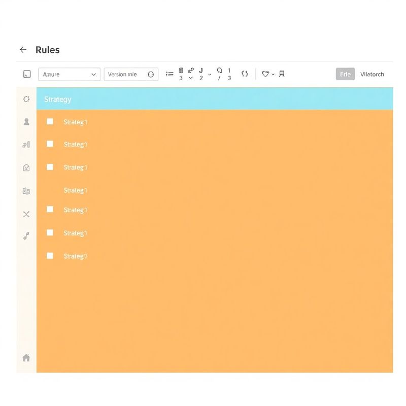 Minimal rule editor interface with named strategy blocks and version history